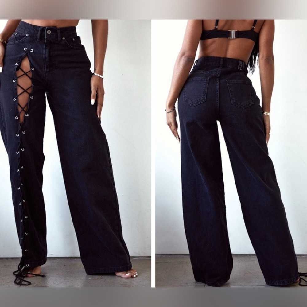 PrettyLittleThing Charcoal Denim Pants
